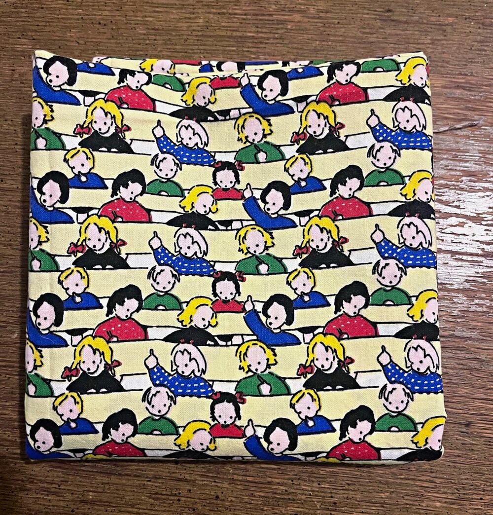 Material Things Multicolor Cartoon Cotton Fabric Remnant 1 yd Quilting Vintage